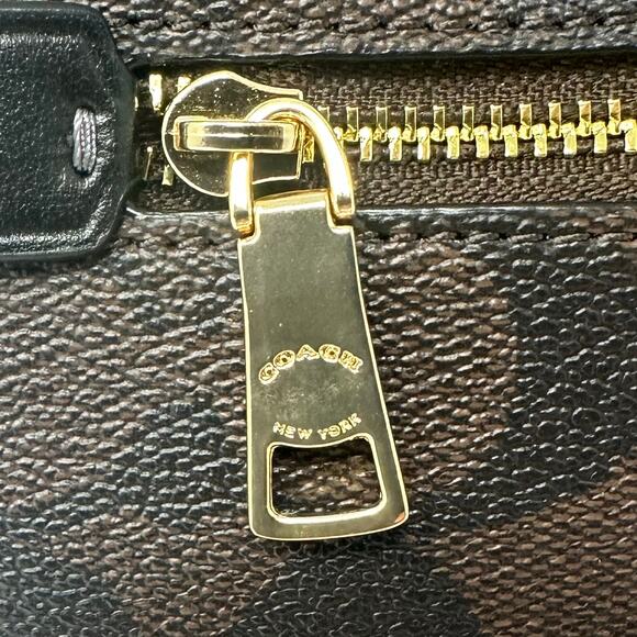 Coach Mini Rowan File Bag Crossbody Purse In Signature Canvas Brown Black CF340 - Picture 5 of 7